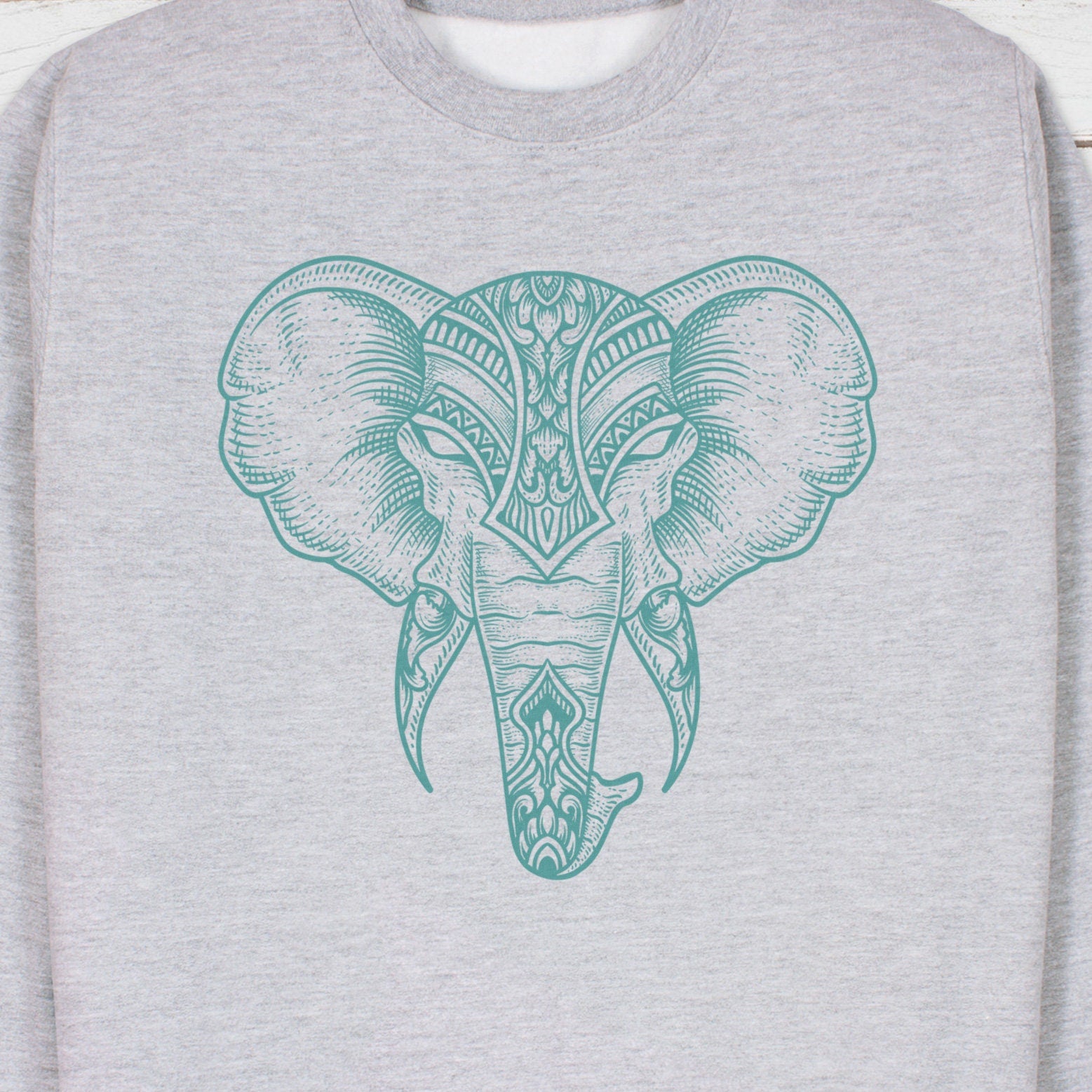 Elephant Art Sweatshirt Traditional Indian Henna Tattoo Gold Print Yoga Inspirational Lotus Mandala Hindu Printed Womens Mens Jumper Top
