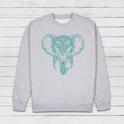 Elephant Art Sweatshirt Traditional Indian Henna Tattoo Gold Print Yoga Inspirational Lotus Mandala Hindu Printed Womens Mens Jumper Top