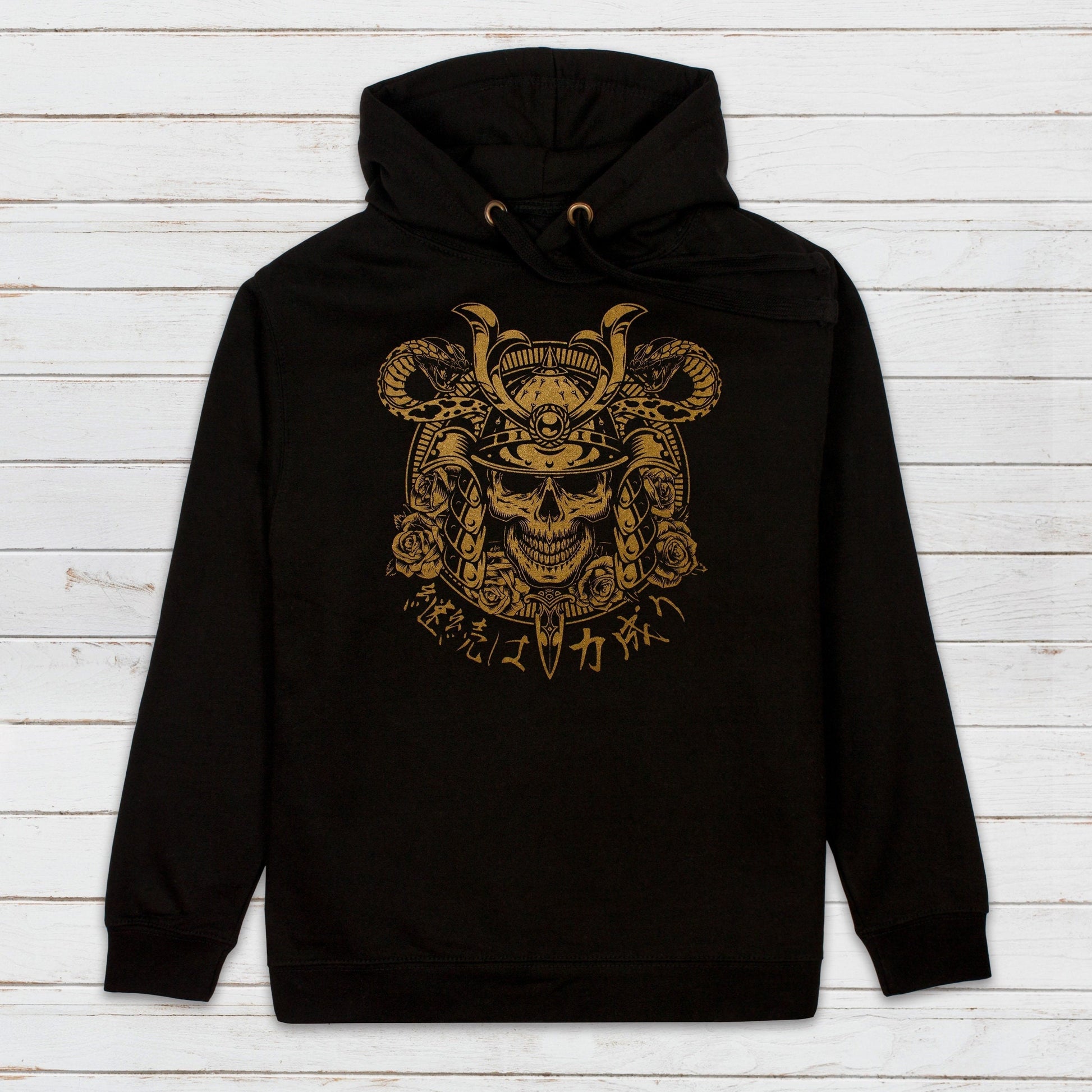 Japanese Samurai Hoodie Anime Manga Bushido Tattoo Skull Armour Yoroi Kanji Calligraphy Printed Mens Womens Sweatshirt Printed Hooded Top