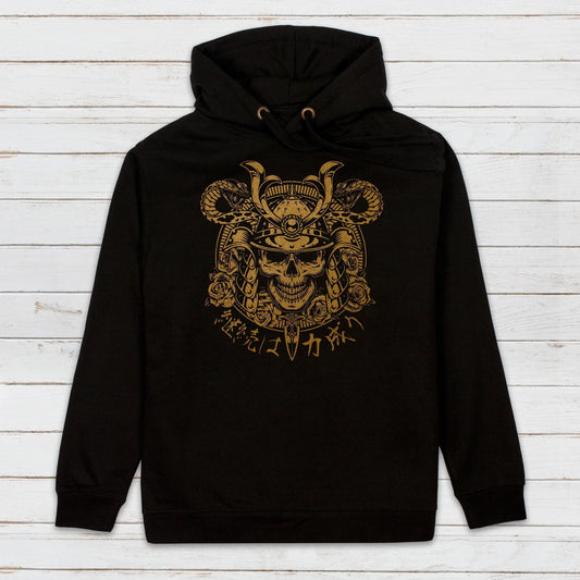 Japanese Samurai Hoodie Anime Manga Bushido Tattoo Skull Armour Yoroi Kanji Calligraphy Printed Mens Womens Sweatshirt Printed Hooded Top
