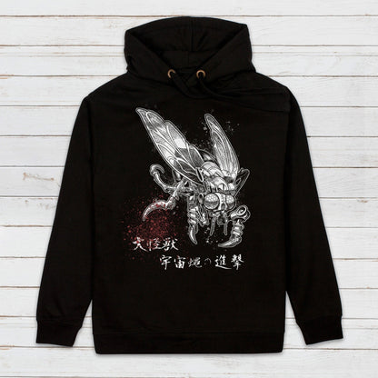 Japanese Hoodie Space Robot Fly Insect Kaiju Tattoo B-Movie Anime Manga Kanji Calligraphy Printed Mens Womens Sweatshirt Printed Hooded Top