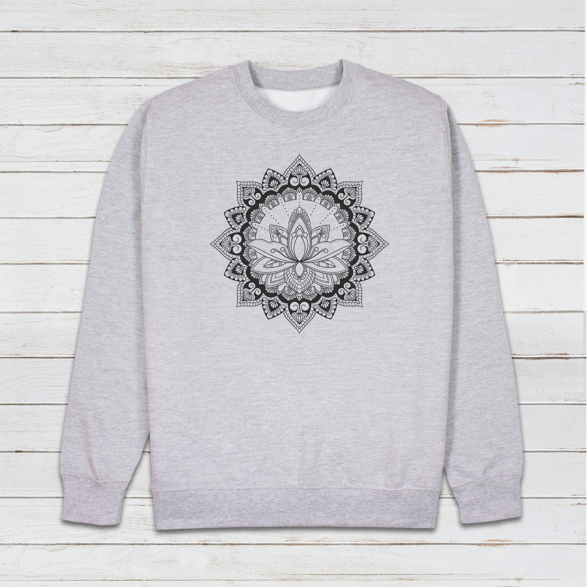 Lotus Mandala Art Sweatshirt Traditional Indian Henna Tattoo Gold Print Yoga Inspirational Buddhism Hindu Printed Womens Mens Jumper Top