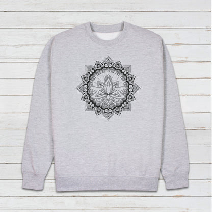 Lotus Mandala Art Sweatshirt Traditional Indian Henna Tattoo Gold Print Yoga Inspirational Buddhism Hindu Printed Womens Mens Jumper Top