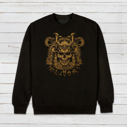 Japanese Samurai Sweatshirt Anime Manga Bushido Onna Bugeisha Tattoo Skull Armour Yoroi Kanji Calligraphy Printed Women Mens Jumper Top