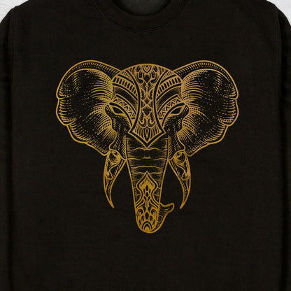 Elephant Art Sweatshirt Traditional Indian Henna Tattoo Gold Print Yoga Inspirational Lotus Mandala Hindu Printed Womens Mens Jumper Top