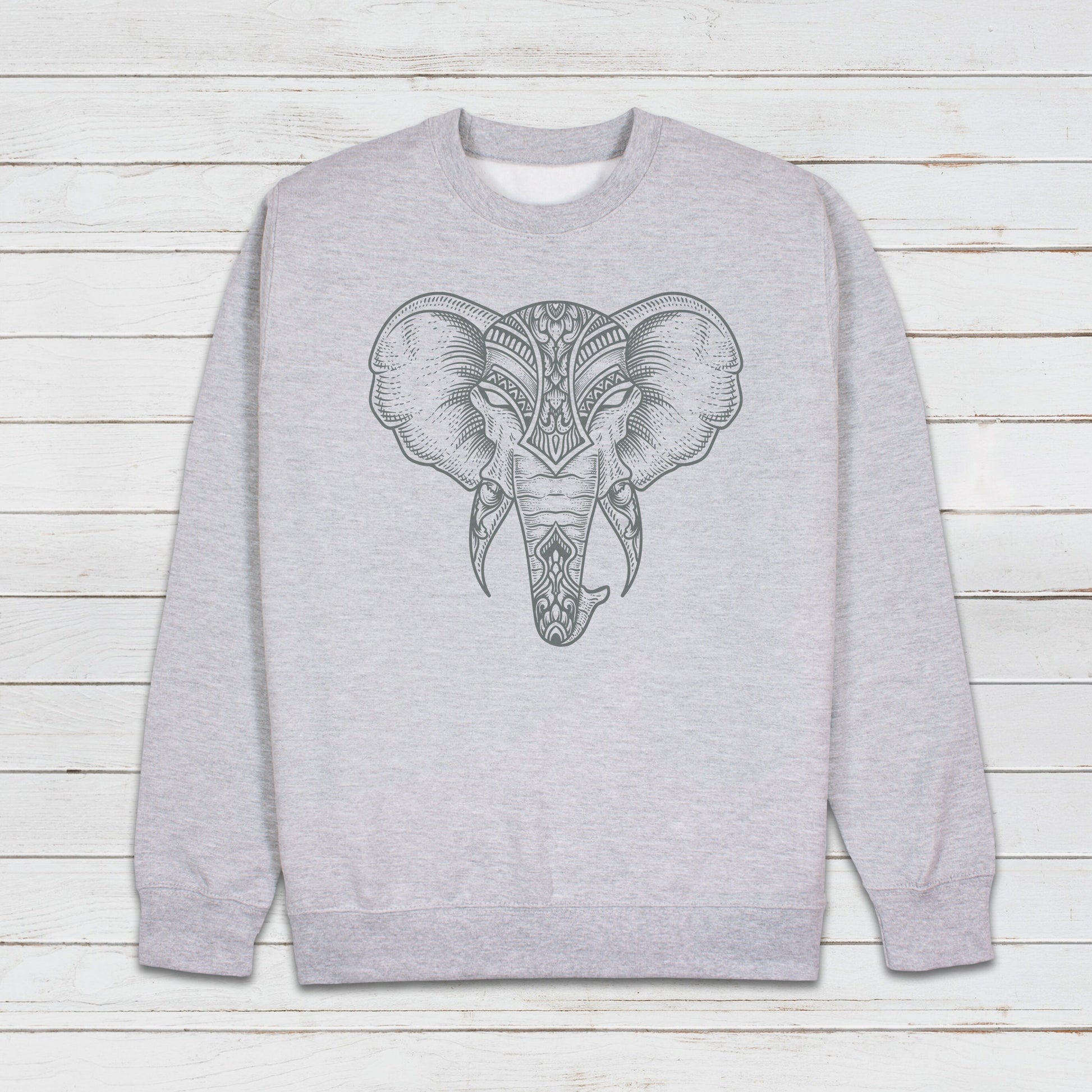 Elephant Art Sweatshirt Traditional Indian Henna Tattoo Gold Print Yoga Inspirational Lotus Mandala Hindu Printed Womens Mens Jumper Top