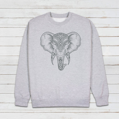 Elephant Art Sweatshirt Traditional Indian Henna Tattoo Gold Print Yoga Inspirational Lotus Mandala Hindu Printed Womens Mens Jumper Top