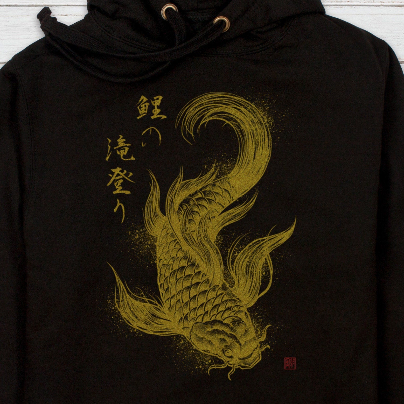 Japanese Koi Carp Hoodie Anime Manga Dragon Tattoo Martial Arts Kanji Calligraphy Sukajan Printed Mens Womens Sweatshirt Printed Hooded Top