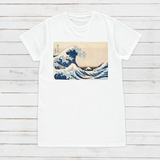 Japanese Ukiyo-e T Shirt Woodblock Art Hokusai The Great Wave Mount Fuji San Print Japan Kanji Calligraphy Womens Mens Graphic Printed Tee