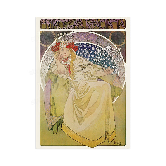 Alphonse Mucha Princess Hyacinth Vintage Art Print Poster Wall Antique Quirky Illustration Fairy Floral Victorian Edwardian Beautiful Moon