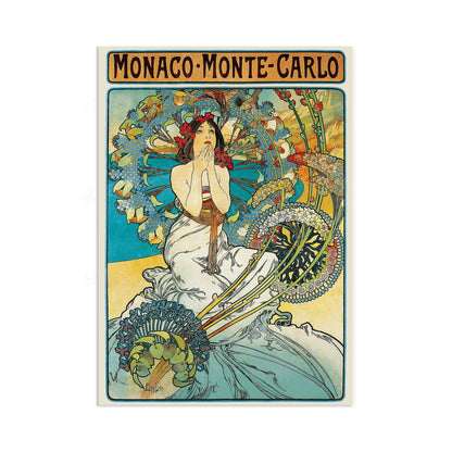 Alphonse Mucha Monaco Monte Carlo Vintage Art Print Poster Wall Antique Quirky Illustration Fairy Floral Victorian Edwardian Beautiful Woman