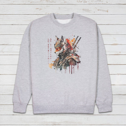 Japanese Samurai Fox Sweatshirt Bushido Honour Kitsune Japan Traditional Ukiyo-e Martial Arts Anime Manga Mens Womens Printed Jumper Top