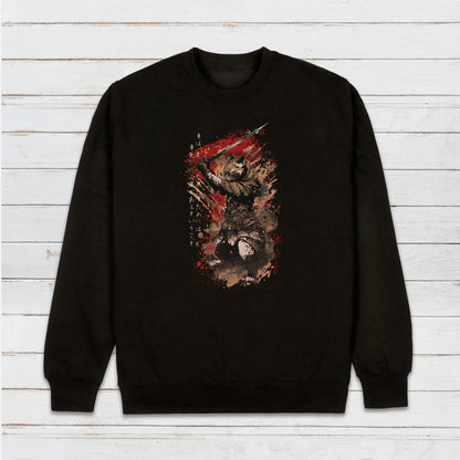 Japanese Samurai Cat Neko Sweatshirt Bushido Honour Japan Traditional Ukiyo-e Kawaii Martial Arts Anime Manga Mens Womens Printed Jumper Top