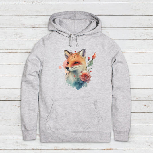 Fox Hoodie Kawaii Cute Kitsune Cub Vixen Wild Animal Nature Earth Flowers Vegan Y2K Womens Girls Printed Hooded Top Sweatshirt Sweater Gift