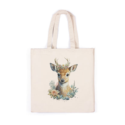 Deer Canvas Tote Bag Fawn Doe Wild Animal Nature Art Vegan Yoga Pretty Cute Kawaii Cotton Shopper Printed Eco Friendly Market Christmas Gift