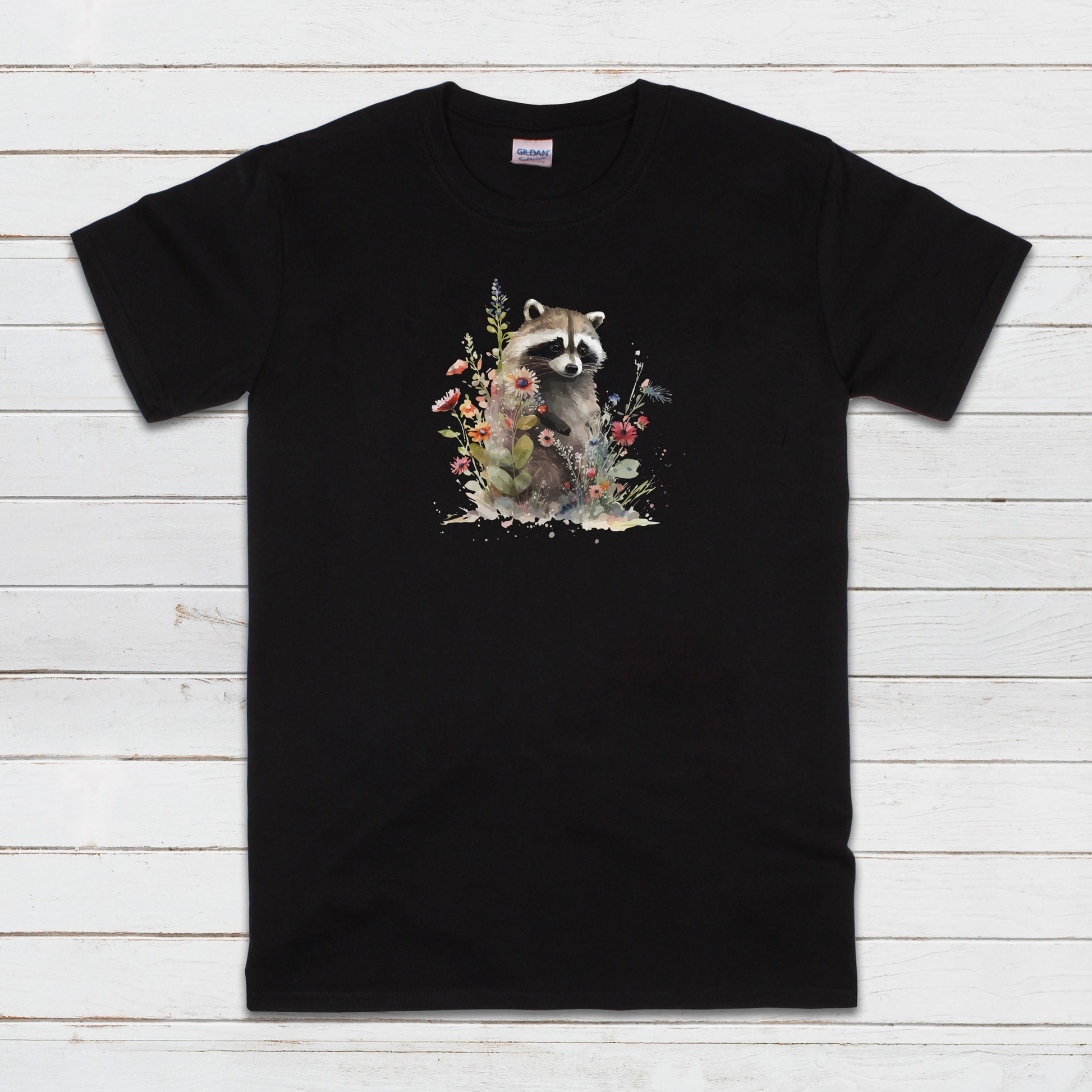 Racoon T Shirt Kawaii Cute Wild Baby Animal Cub Nature Earth Badger Vegan Y2K Trash Panda Watercolour Art Womens Mens Printed Tee Top Gift
