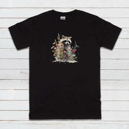 Racoon T Shirt Kawaii Cute Wild Baby Animal Cub Nature Earth Badger Vegan Y2K Trash Panda Watercolour Art Womens Mens Printed Tee Top Gift