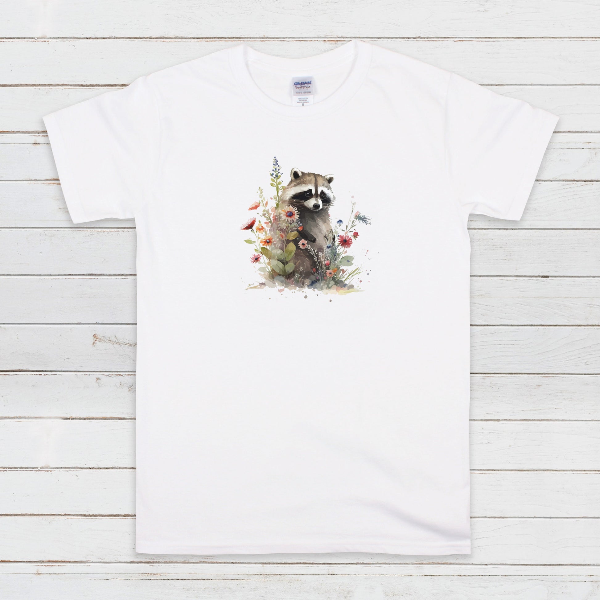 Racoon T Shirt Kawaii Cute Wild Baby Animal Cub Nature Earth Badger Vegan Y2K Trash Panda Watercolour Art Womens Mens Printed Tee Top Gift