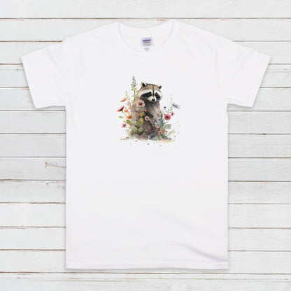 Racoon T Shirt Kawaii Cute Wild Baby Animal Cub Nature Earth Badger Vegan Y2K Trash Panda Watercolour Art Womens Mens Printed Tee Top Gift