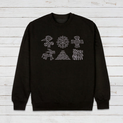 Aztec Symbols Sweatshirt Nature Earth Vegan Y2K Mayan Incan Art Peru Quetzalcoatl Pyramid Mystic Serpent Andes Womens Mens Jumper Sweater