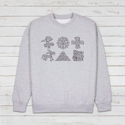 Aztec Symbols Sweatshirt Nature Earth Vegan Y2K Mayan Incan Art Peru Quetzalcoatl Pyramid Mystic Serpent Andes Womens Mens Jumper Sweater