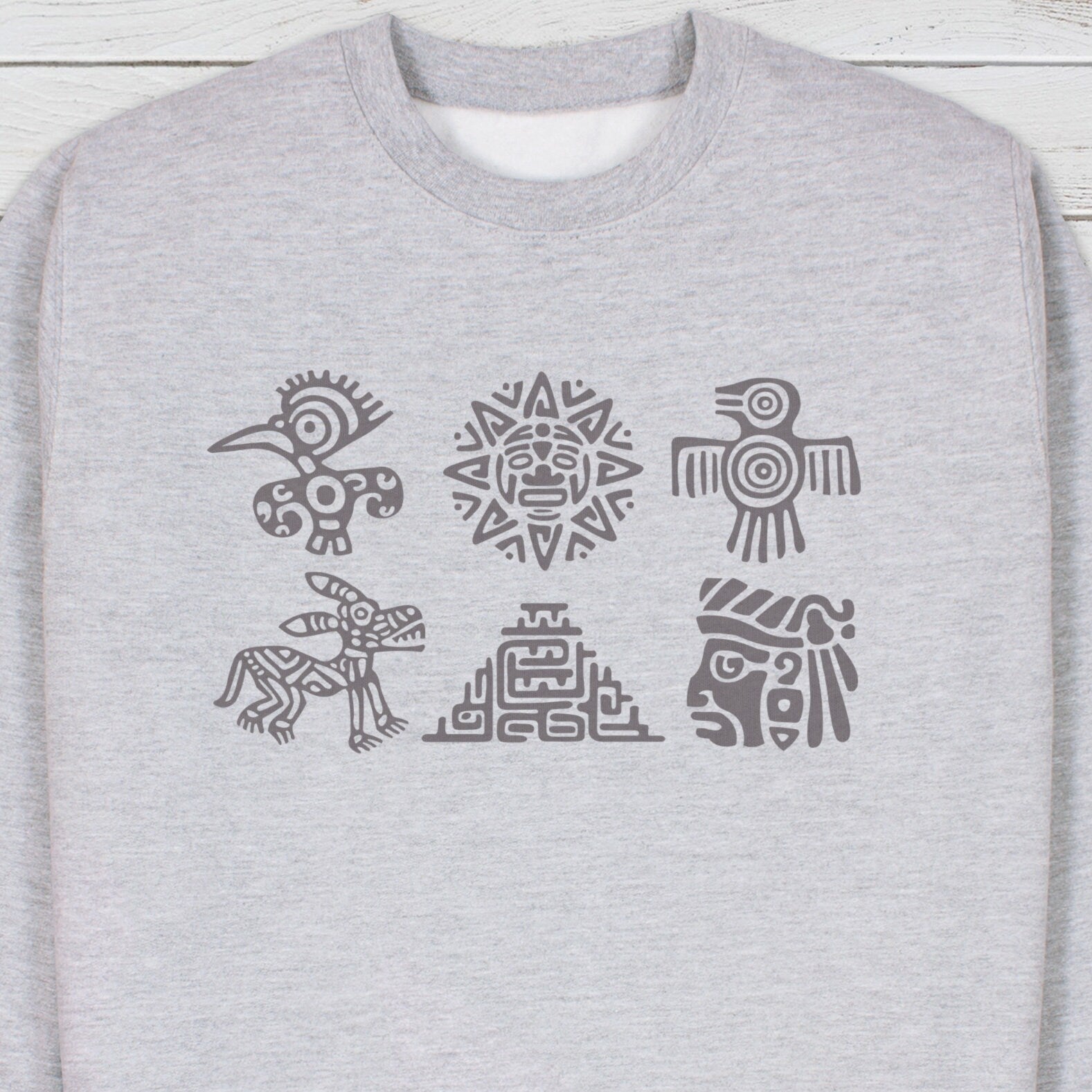 Aztec Symbols Sweatshirt Nature Earth Vegan Y2K Mayan Incan Art Peru Quetzalcoatl Pyramid Mystic Serpent Andes Womens Mens Jumper Sweater