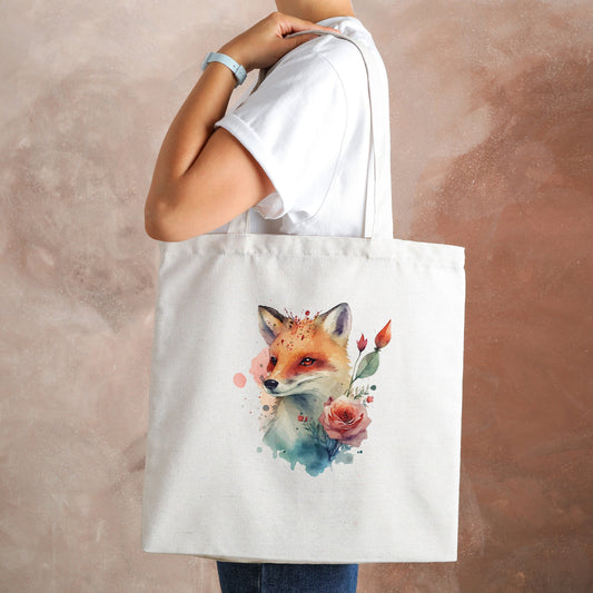 Fox Canvas Tote Bag Kitsune Cub Wild Animal Nature Vegan Yoga Pretty Cute Kawaii Cotton Shopper Printed Eco Friendly Market Christmas Gift