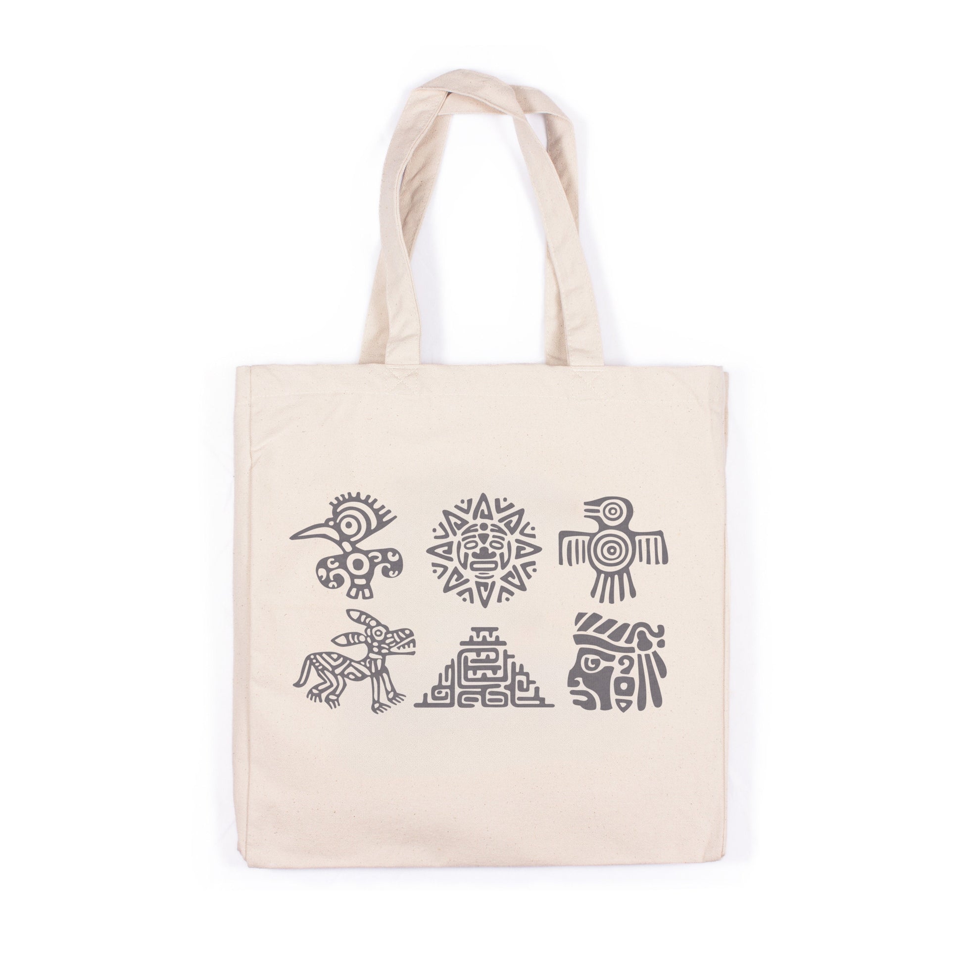 Aztec Symbols Canvas Tote Bag Traditional Art Yoga Pretty Cute Cool Mayan Cotton Reusable Shopper Printed Eco Friendly Market Christmas Gift
