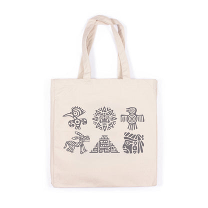 Aztec Symbols Canvas Tote Bag Traditional Art Yoga Pretty Cute Cool Mayan Cotton Reusable Shopper Printed Eco Friendly Market Christmas Gift