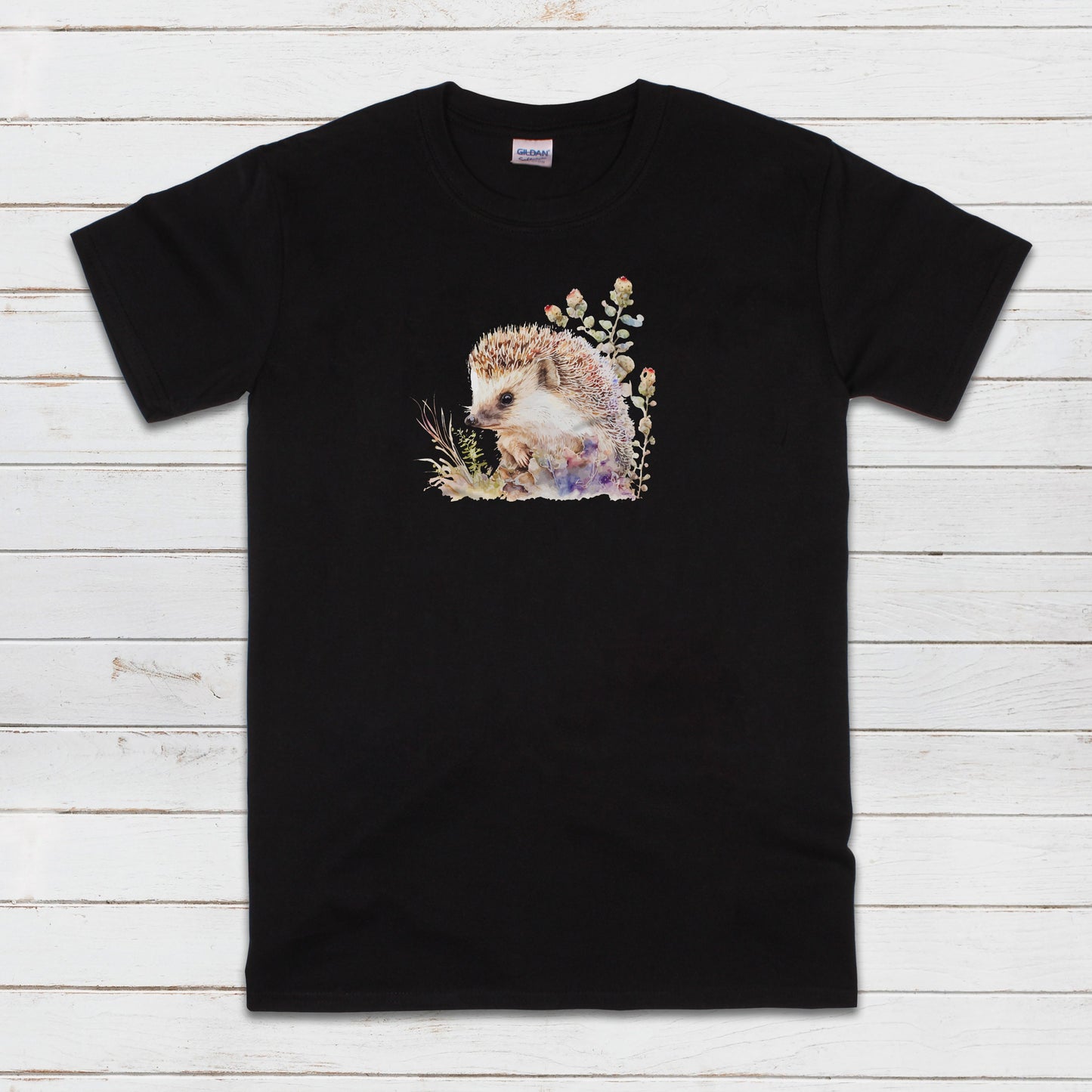Hedgehog T Shirt Kawaii Cute Wild Baby Animal Cub Nature Earth Flowers Vegan Y2K Pretty Watercolour Art Womens Mens Printed Tee Top Gift