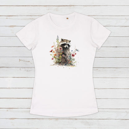 Racoon T Shirt Kawaii Cute Wild Baby Animal Cub Nature Earth Badger Vegan Y2K Trash Panda Watercolour Art Womens Girls Printed Tee Top Gift