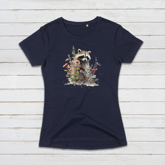Racoon T Shirt Kawaii Cute Wild Baby Animal Cub Nature Earth Badger Vegan Y2K Trash Panda Watercolour Art Womens Girls Printed Tee Top Gift