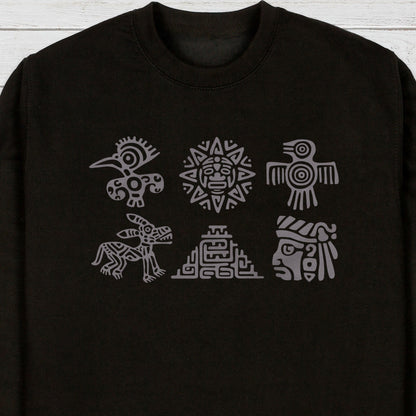 Aztec Symbols Sweatshirt Nature Earth Vegan Y2K Mayan Incan Art Peru Quetzalcoatl Pyramid Mystic Serpent Andes Womens Mens Jumper Sweater
