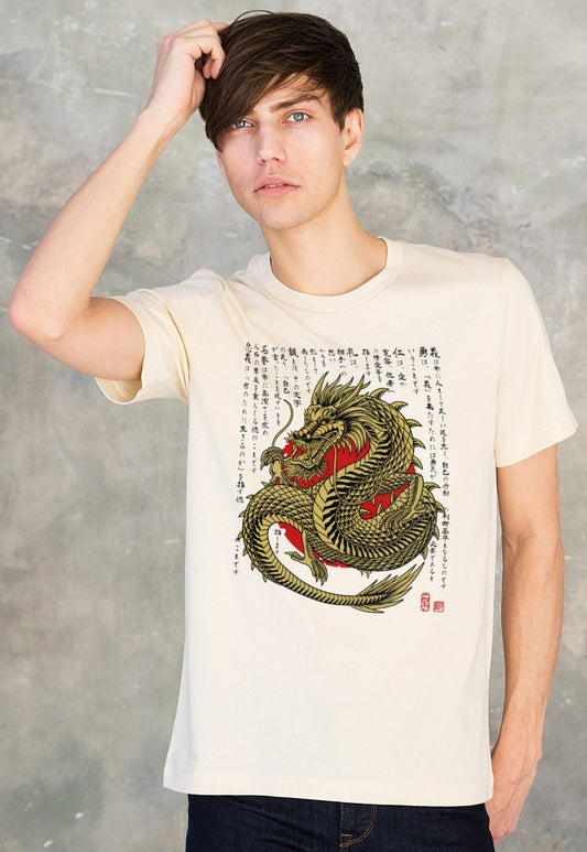 Japanese T Shirt Dragon T-Shirt Japan Traditional Chinese Ukiyo-e Dragon Bushido Principles Martial Arts Anime Manga Mens Womens Printed Tee