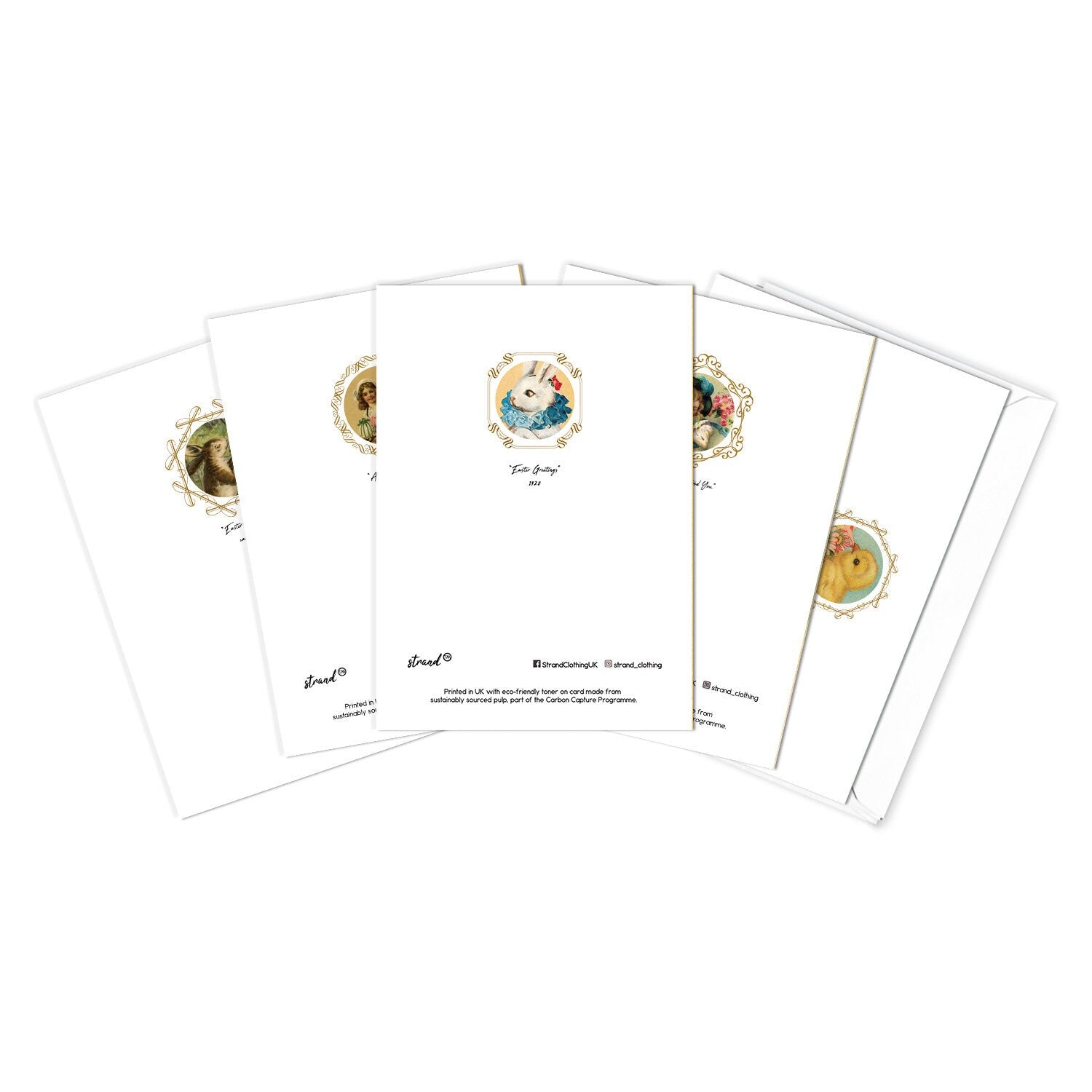 Victorian Greeting Cards Easter Card Set Sunday Spring Edwardian English British Vintage Retro Rabbit Bunny Eggs Chicks Children Cute Pretty