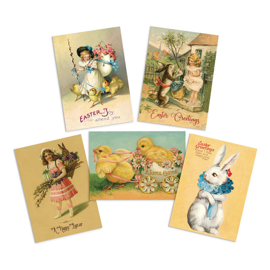 Victorian Greeting Cards Easter Card Set Sunday Spring Edwardian English British Vintage Retro Rabbit Bunny Eggs Chicks Children Cute Pretty