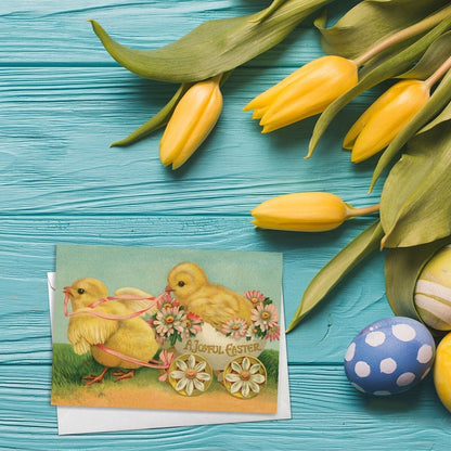 Weird Victorian Greeting Cards Easter Card Set Spring Sunday Edwardian Vintage Retro Adorable Chicks Chickens Funny Flower Cute Pretty C09