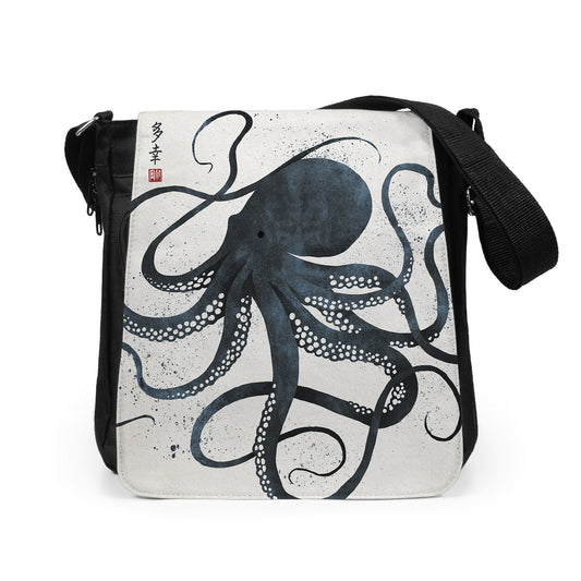Japanese Octopus Ukiyo-e Reporter Tablet Bag Woodblock Art Samurai Tattoo Monster Gyotaku Bushido Womens Mens Printed Cross Body Shoulder