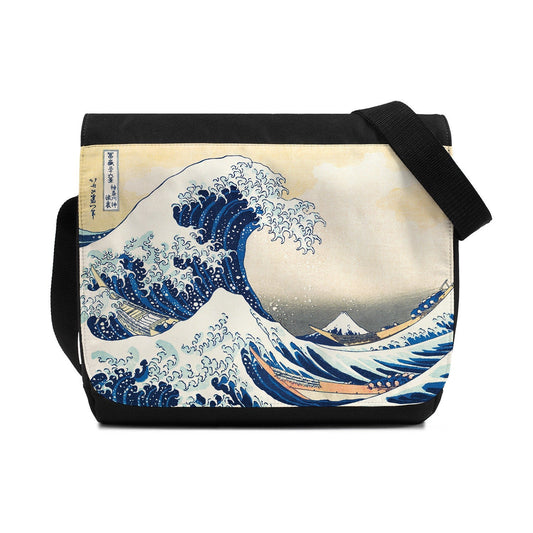 Japanese Ukiyo-e Messenger Bag Woodblock Art Hokusai Kanagawa Wave Mount Fuji Beautiful Japan Womens Mens Printed Cross Body Shoulder Bag