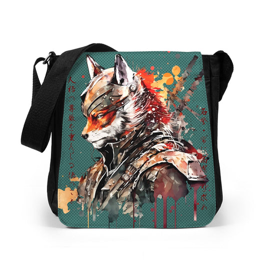 Japanese Samurai Fox Reporter Tablet Bag Bushido Honour Kitsune Martial Arts Anime Manga Women Mens Graphic Printed Cross Body Shoulder Bag