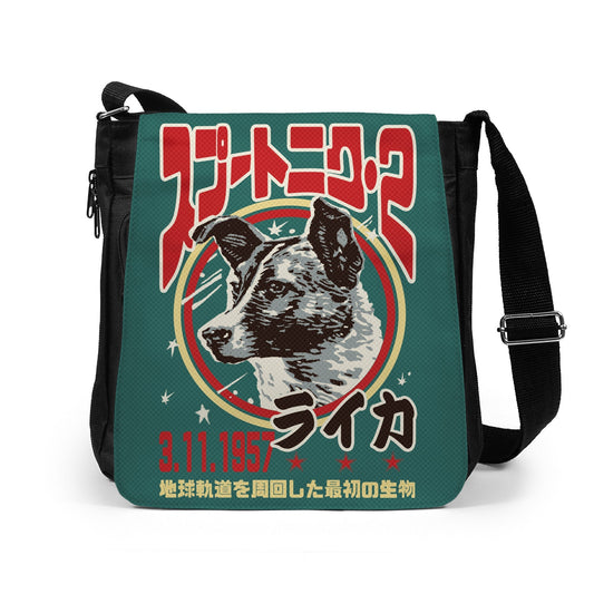 Japanese Laika The Space Dog Reporter Tablet Bag Soviet Retro USSR Cosmos Science Sci Fi Geek Cute Women Men Printed Cross Body Shoulder Bag
