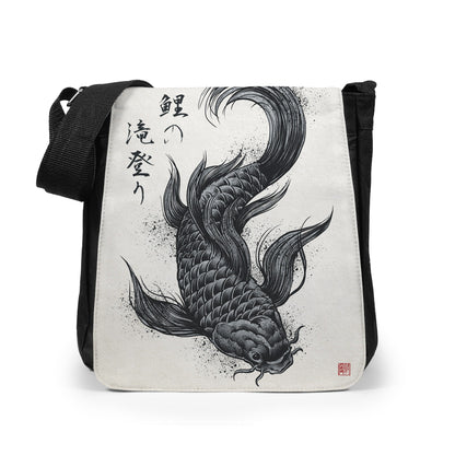 Japanese Koi Carp Ukiyo-e Reporter Tablet Bag Woodblock Art Fish Tattoo Monster Gyotaku Bushido Womens Mens Printed Cross Body Shoulder