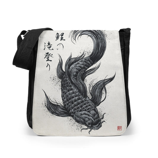 Japanese Koi Carp Ukiyo-e Reporter Tablet Bag Woodblock Art Fish Tattoo Monster Gyotaku Bushido Womens Mens Printed Cross Body Shoulder