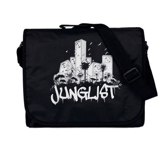 Junglist Sound System Record Bag Massive Drum and Bass Neurofunk LP Vinyl Amen Break DnB Rave Records DJ Mens Womens Messenger Shoulder Bag