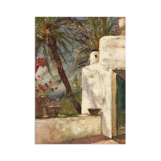 Palmenterrasse Capri Wall Art Print Poster Hermione von Preuschen Italy Sorrento Classic Painting Amalfi Room Decor Beautiful Pretty Palms