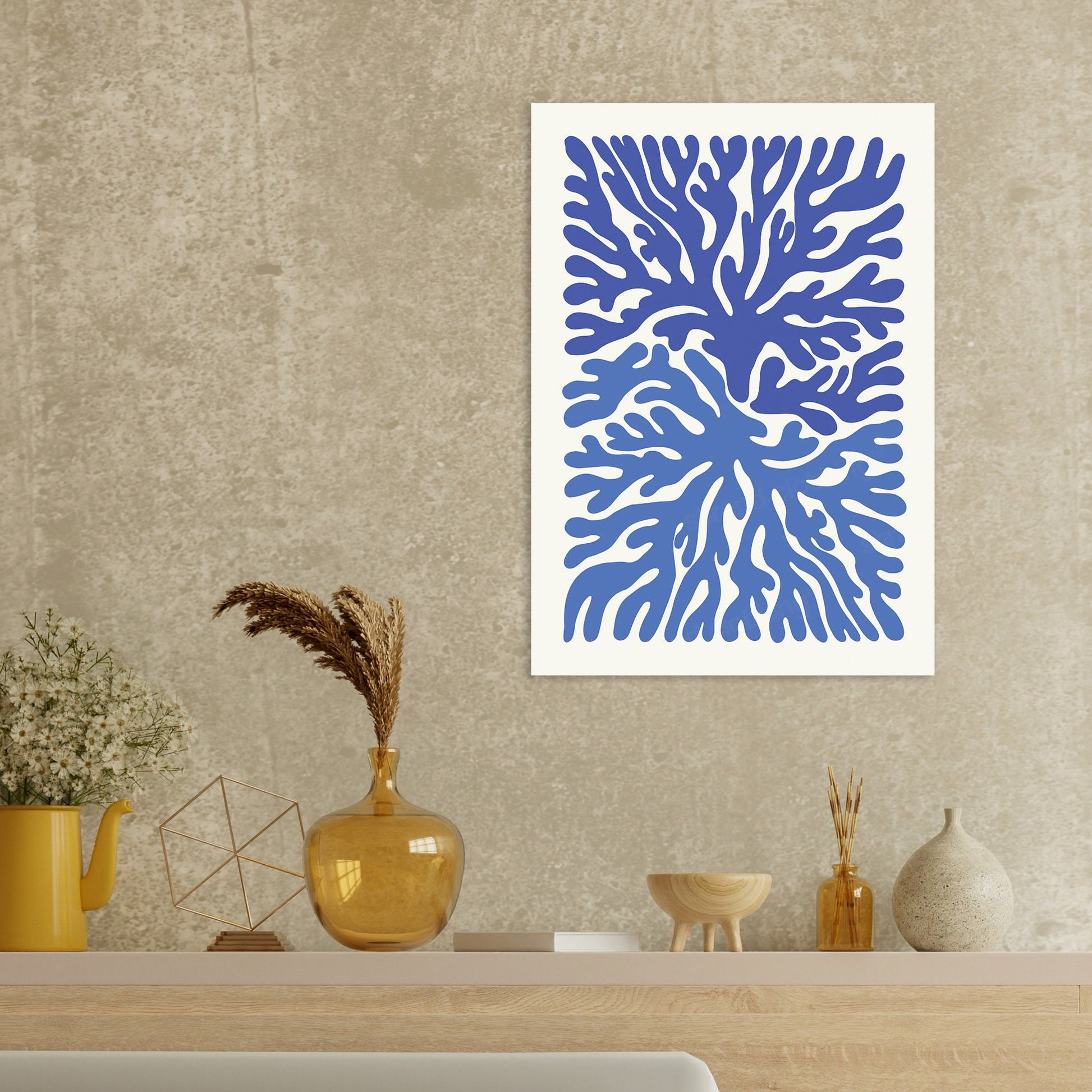 Abstract Art Print Poster Wall Home Decor Modern Contemporary Underwater Ocean Original Unique Scandi Beautiful Minimal Organic Mid-century