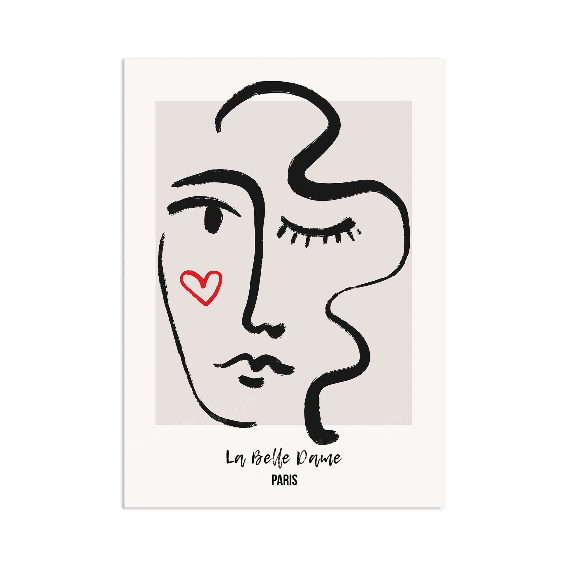 Abstract Art Print Poster Wall Home Decor Modern Contemporary La Belle Dame Woman Face Vintage Paris France Beautiful Minimal Mid-century