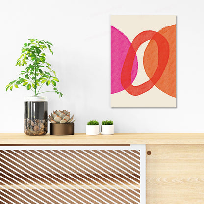 Abstract Art Print Poster Wall Home Decor Modern Contemporary Pink Red Circle Shapes Colorful Unique Scandi Beautiful Minimal Mid-century A3