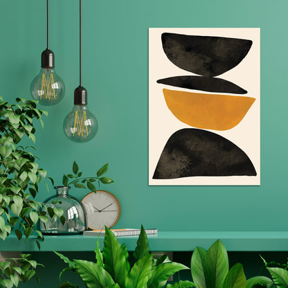 Abstract Art Print Poster Wall Home Decor Modern Contemporary Brown Black Calm Shapes Unique Scandi Beautiful Minimal Organic Mid-century