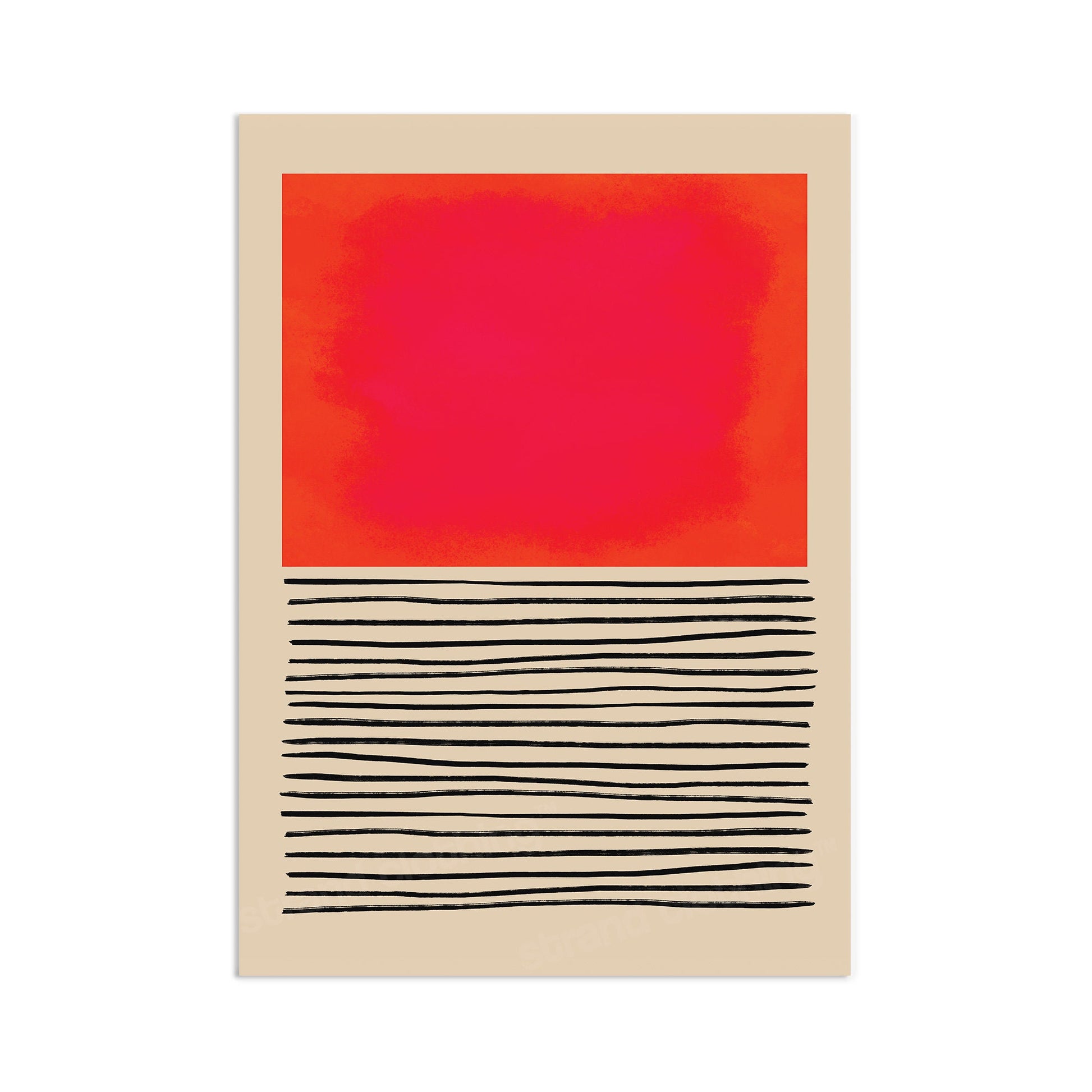 Abstract Art Print Poster Wall Home Decor Modern Contemporary Pink Red Shapes Lines Colorful Unique Hand-drawn Beautiful Minimal Mid-century